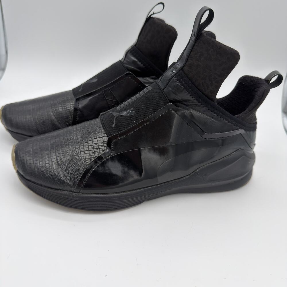 Puma Fierce Core Black Metallic Athletic SZ 8 Shoes For Women Glossy Mock Crock